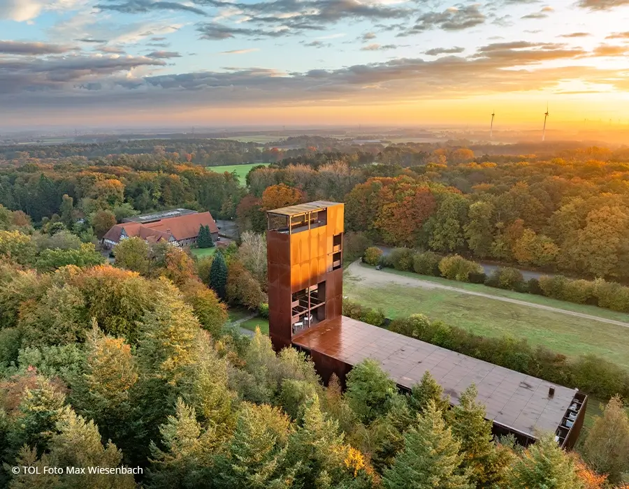 Varusschlacht Kalkrise Gebäude aus der Vogelperspektive
